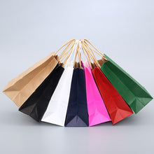 Load image into Gallery viewer, 10pcs/Kraft paper bag portable bag large take out bag clothing shopping small gift bag