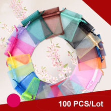 Load image into Gallery viewer, 100pcs jewelry gift bag organza bags packaging transparent party Drawable Wedding Pouches present jewel candy thank you 7x9 9x12