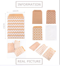 Load image into Gallery viewer, 50pcs Kraft Paper Bag Candy Biscuit Popcorn Bags Brown White Wave Dot Packing Pouch Pastry Tool Wrapping Wedding Party Supplies