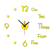 Load image into Gallery viewer, 3D DIY Large Wall Clock Modern Design Wall Sticker Clock Silent Home Decor Living Room Acrylic Mirror Nordic Wall Clock