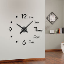Load image into Gallery viewer, 3D DIY Large Wall Clock Modern Design Wall Sticker Clock Silent Home Decor Living Room Acrylic Mirror Nordic Wall Clock