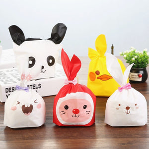 50pcs/lot Cute Rabbit Ear Cookie Bags Gift Bags For Candy Biscuits Snack Baking Package Wedding Favors Gifts Easter Decoration