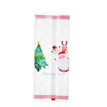 将图片加载到图库查看器，10/50Pcs Transparent Plastic Bag Christmas Bag Santa Claus Snowman Cellophane Cookie Fudge Candy Cookie Gift Bag Frosted Pouch
