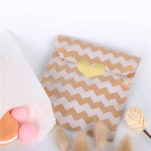 Load image into Gallery viewer, 50pcs Kraft Paper Bag Candy Biscuit Popcorn Bags Brown White Wave Dot Packing Pouch Pastry Tool Wrapping Wedding Party Supplies
