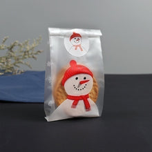 将图片加载到图库查看器，10/50Pcs Transparent Plastic Bag Christmas Bag Santa Claus Snowman Cellophane Cookie Fudge Candy Cookie Gift Bag Frosted Pouch
