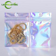 将图片加载到图库查看器，Leotrusting Translucent Laser Ziplock Bags Clear Front Hologram Silver Bags X-mas Gifts Socks Sexy Lingerie Glove Storage Bag
