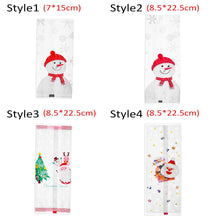 将图片加载到图库查看器，10/50Pcs Transparent Plastic Bag Christmas Bag Santa Claus Snowman Cellophane Cookie Fudge Candy Cookie Gift Bag Frosted Pouch
