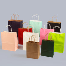 Load image into Gallery viewer, 10pcs/Kraft paper bag portable bag large take out bag clothing shopping small gift bag
