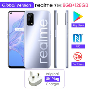 [World Premiere In Stock]realme 7 5G Dimensity 800U 6GB 128GB 120Hz Display 48MP Camera 5000mAh Global Version 30W Dart Charger