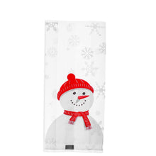 将图片加载到图库查看器，10/50Pcs Transparent Plastic Bag Christmas Bag Santa Claus Snowman Cellophane Cookie Fudge Candy Cookie Gift Bag Frosted Pouch
