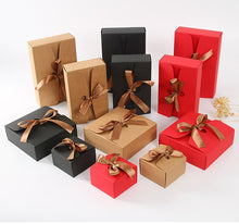 将图片加载到图库查看器，20pcs/lot Kraft paper  boxes with ribbon White Black  red Candy Bag Wedding Gift Box Package Birthday Party Decoration Bags
