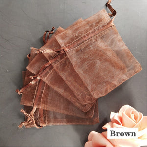 100PCS 7x9 9x12 10x15 11x16 13x18 15x20 17x23 CM Organza Bags Jewelry Packaging Bags Scented Sachet Gift Pouches 7Z