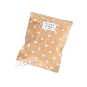 50pcs Kraft Paper Bag Candy Biscuit Popcorn Bags Brown White Wave Dot Packing Pouch Pastry Tool Wrapping Wedding Party Supplies