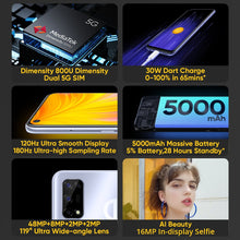 将图片加载到图库查看器，[World Premiere In Stock]realme 7 5G Dimensity 800U 6GB 128GB 120Hz Display 48MP Camera 5000mAh Global Version 30W Dart Charger
