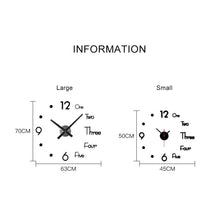 将图片加载到图库查看器，3D DIY Large Wall Clock Modern Design Wall Sticker Clock Silent Home Decor Living Room Acrylic Mirror Nordic Wall Clock
