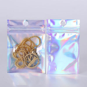 Leotrusting Translucent Laser Ziplock Bags Clear Front Hologram Silver Bags X-mas Gifts Socks Sexy Lingerie Glove Storage Bag