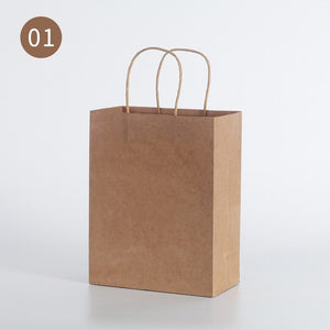 10pcs/Kraft paper bag portable bag large take out bag clothing shopping small gift bag