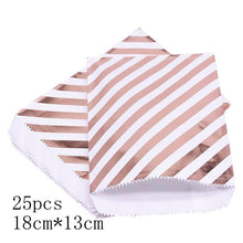 将图片加载到图库查看器，25pcs/pack 18cm Gift Bags Paper Pouch Rose Gold Paper Food Safe Bags Birthday Wedding Party Favors Gift Bags Packing for Guests
