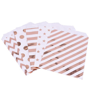 25pcs/pack 18cm Gift Bags Paper Pouch Rose Gold Paper Food Safe Bags Birthday Wedding Party Favors Gift Bags Packing for Guests