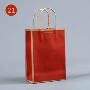 10pcs/Kraft paper bag portable bag large take out bag clothing shopping small gift bag