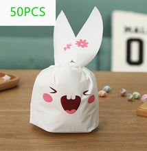 将图片加载到图库查看器，50pcs/lot Cute Rabbit Ear Cookie Bags Gift Bags For Candy Biscuits Snack Baking Package Wedding Favors Gifts Easter Decoration
