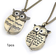 Load image into Gallery viewer, Bronze Owl Pocket Watch Flipping Creative Pocket Watch Quartz Watch Creative Hanging Table Creative Decoration
