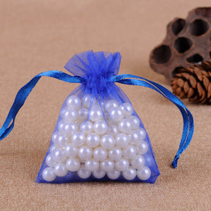 50Pcs Gift Organza Bag Jewelry Packaging Candy Wedding Party Goodie Packing Favors Cake Pouches Drawable Bags Present For Sweets