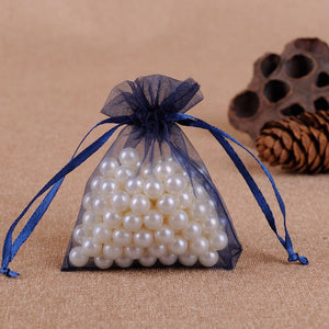 50Pcs Gift Organza Bag Jewelry Packaging Candy Wedding Party Goodie Packing Favors Cake Pouches Drawable Bags Present For Sweets