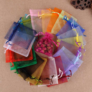 50Pcs Gift Organza Bag Jewelry Packaging Candy Wedding Party Goodie Packing Favors Cake Pouches Drawable Bags Present For Sweets