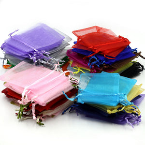 50Pcs Gift Organza Bag Jewelry Packaging Candy Wedding Party Goodie Packing Favors Cake Pouches Drawable Bags Present For Sweets