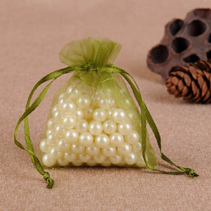 50Pcs Gift Organza Bag Jewelry Packaging Candy Wedding Party Goodie Packing Favors Cake Pouches Drawable Bags Present For Sweets