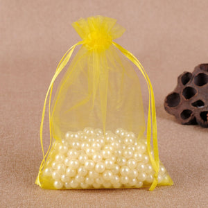 50Pcs Gift Organza Bag Jewelry Packaging Candy Wedding Party Goodie Packing Favors Cake Pouches Drawable Bags Present For Sweets