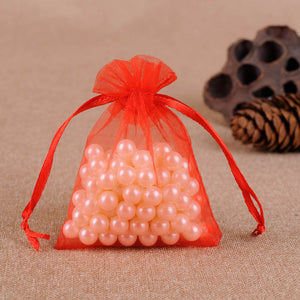 50Pcs Gift Organza Bag Jewelry Packaging Candy Wedding Party Goodie Packing Favors Cake Pouches Drawable Bags Present For Sweets