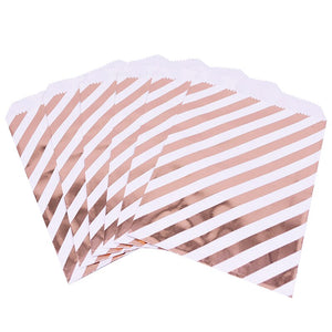 25pcs/pack 18cm Gift Bags Paper Pouch Rose Gold Paper Food Safe Bags Birthday Wedding Party Favors Gift Bags Packing for Guests