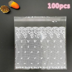 100pcs Wedding Party Decoration Gift Packing Bag Plastic Biscuits Packaging Bread Baking Supplies White Dot Candy Cookie Package