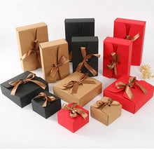 将图片加载到图库查看器，20pcs/lot Kraft paper  boxes with ribbon White Black  red Candy Bag Wedding Gift Box Package Birthday Party Decoration Bags
