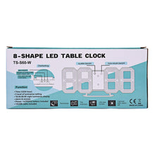 Load image into Gallery viewer, Multi-use 8 Shaped LED Display Desktop Digital Table Clocks 3 levers of light: bright Snooze interval setting USB charge
