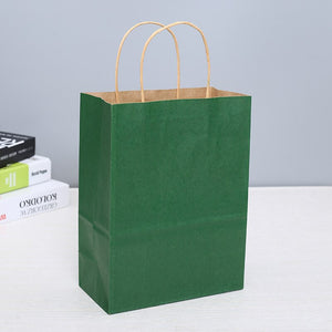 10pcs/Kraft paper bag portable bag large take out bag clothing shopping small gift bag