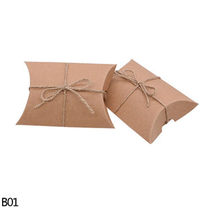 10/20/30/50pcs Kraft Paper Pillow Shape Candy Gift Box For Birthday Home Party Decoration Supplies Wedding Favor Packaging Boxes