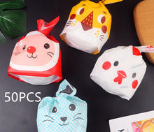 Load image into Gallery viewer, 50pcs/lot Cute Rabbit Ear Cookie Bags Gift Bags For Candy Biscuits Snack Baking Package Wedding Favors Gifts Easter Decoration
