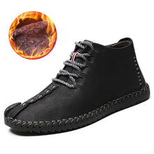 将图片加载到图库查看器，2019 Winter Shoes Men Warm Boots Men Fur High Quality Split Leather Wterproof Ankle Snow Boots Lace-Up Comfortable New Big size
